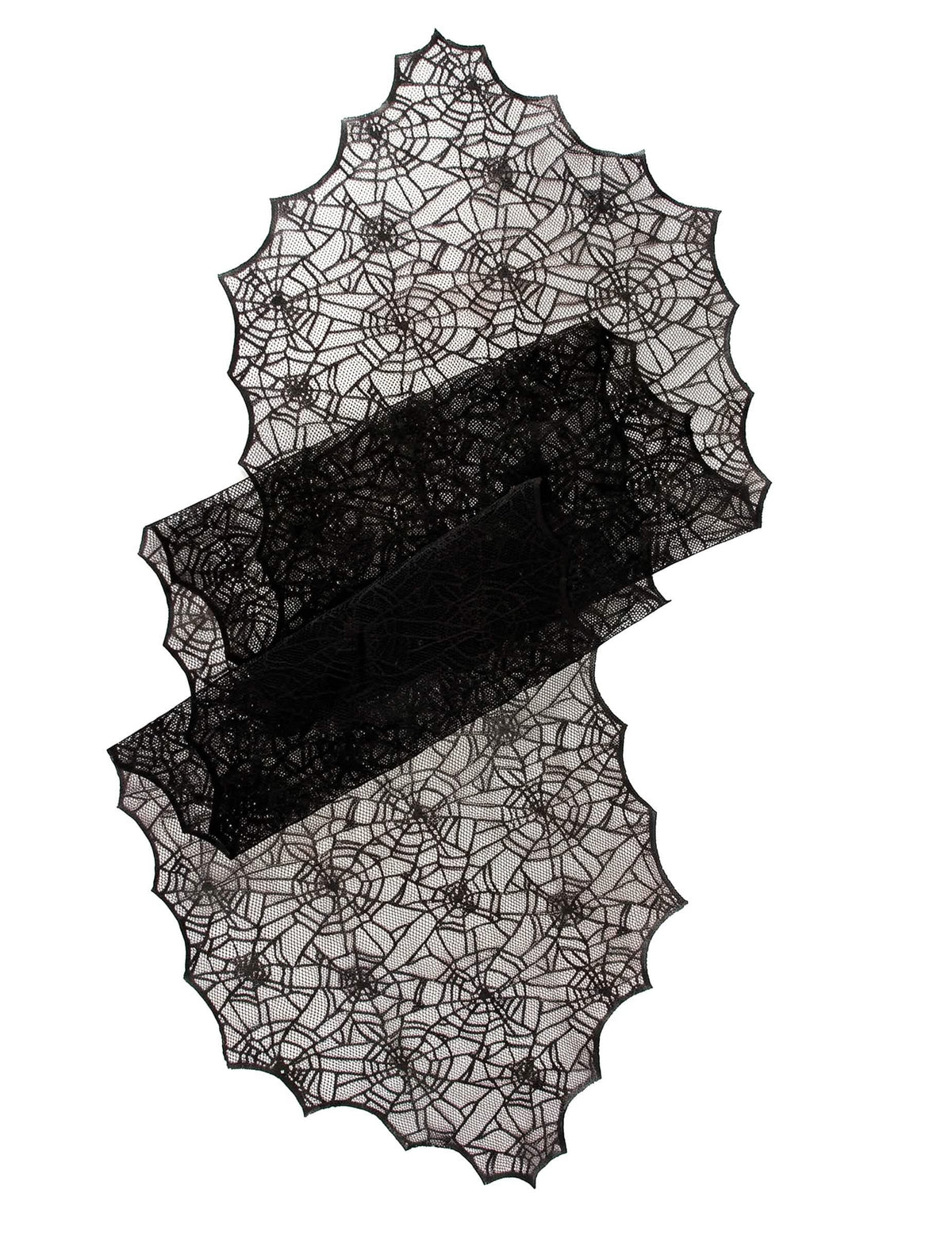 Tischläufer Spinnennetz aus schwarzer Spitze (44 cm x 1,82 m)
