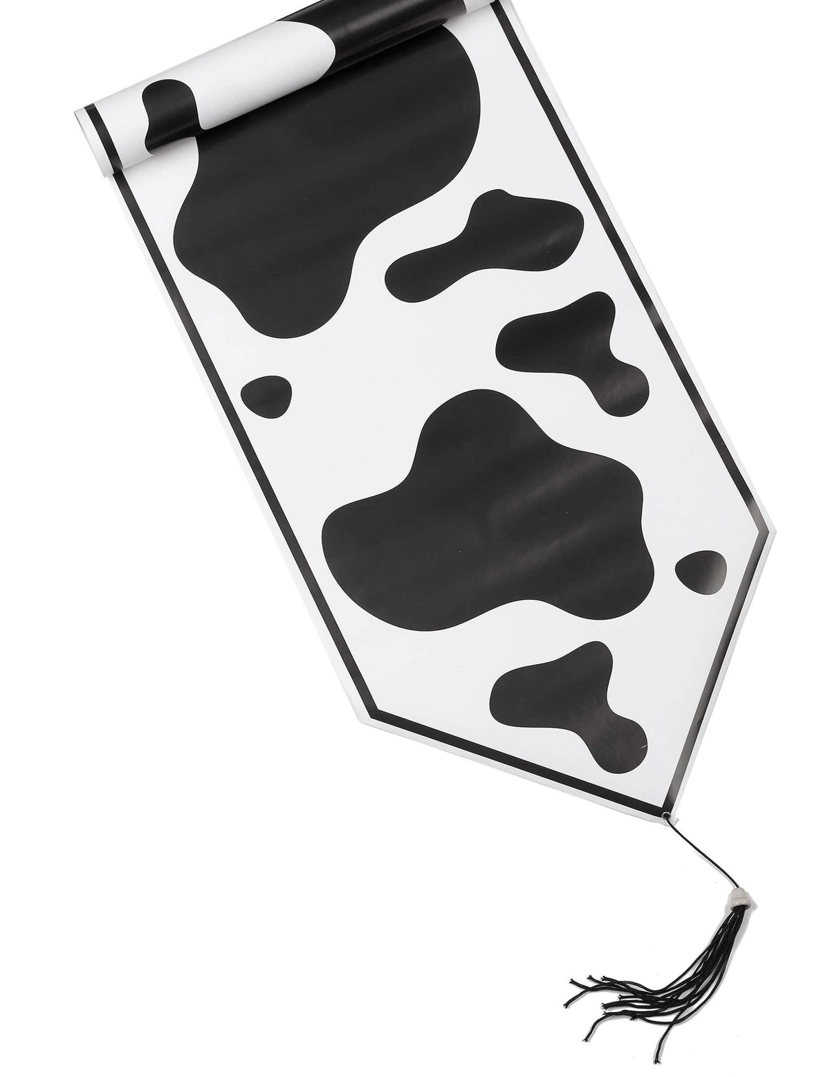 Chemin de table vache pour fête blanc et noir à taches en plastique