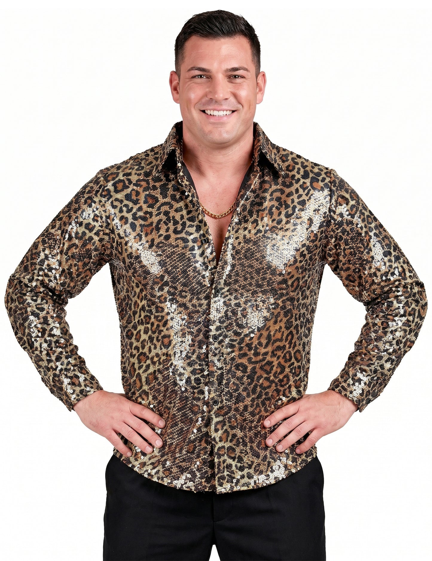 Chemise à sequins léopard homme