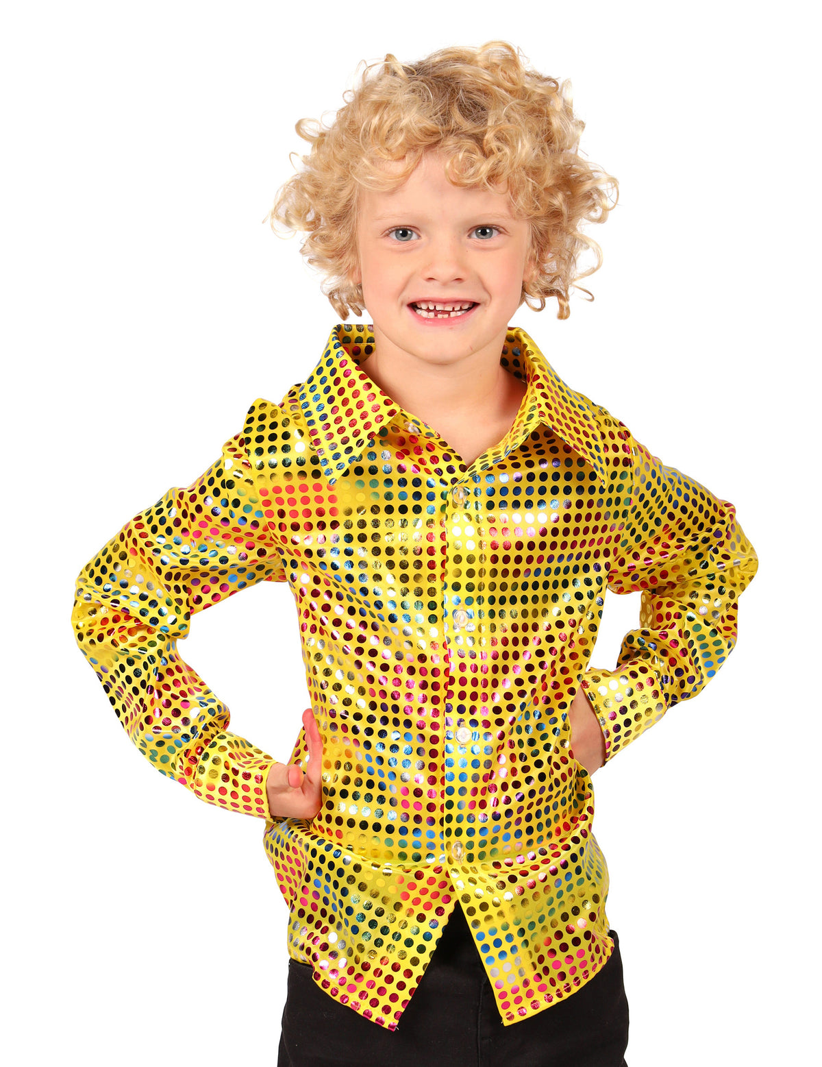 Gelbes Disco-Paillettenhemd f  r Kinder