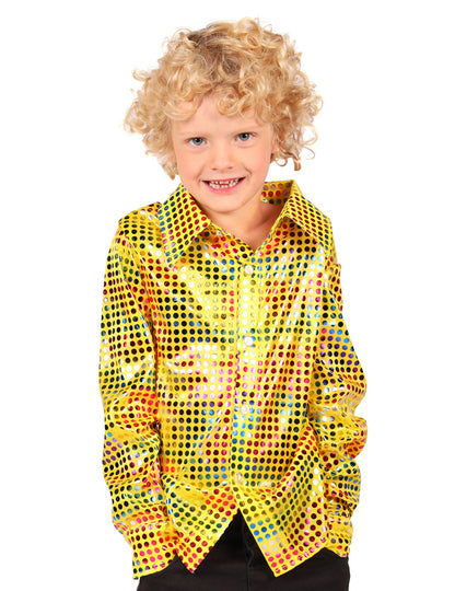 Gelbes Disco-Paillettenhemd f  r Kinder