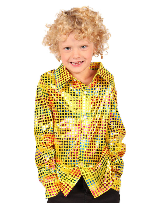 Gelbes Disco-Paillettenhemd f  r Kinder
