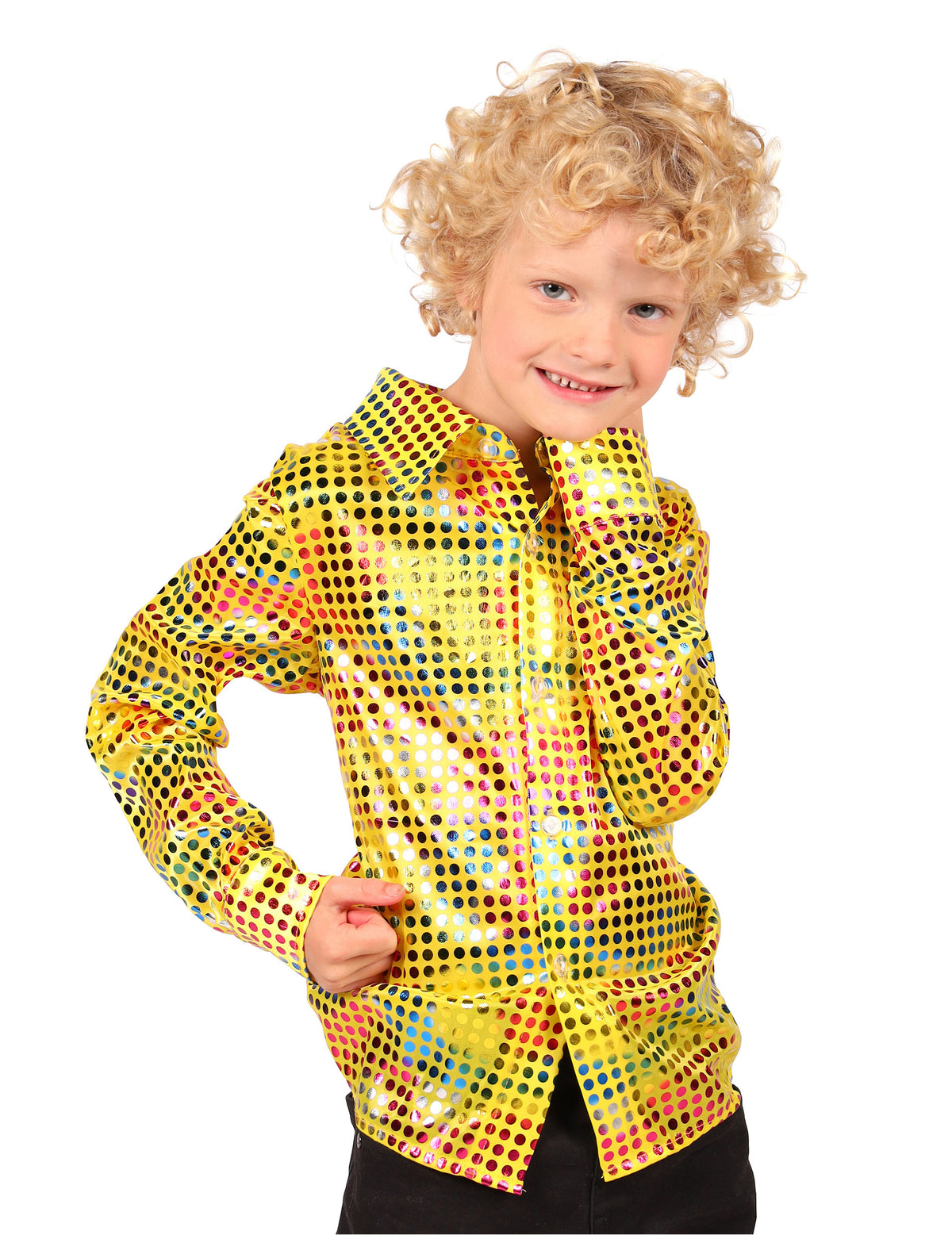 Gelbes Disco-Paillettenhemd f  r Kinder