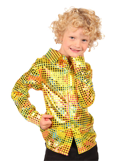 Gelbes Disco-Paillettenhemd f  r Kinder