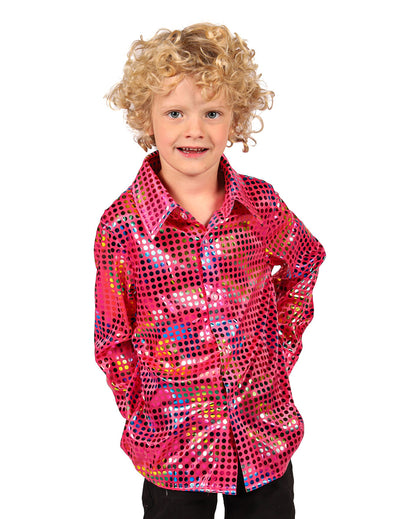 Kinder-Discohemd mit rosa Pailletten