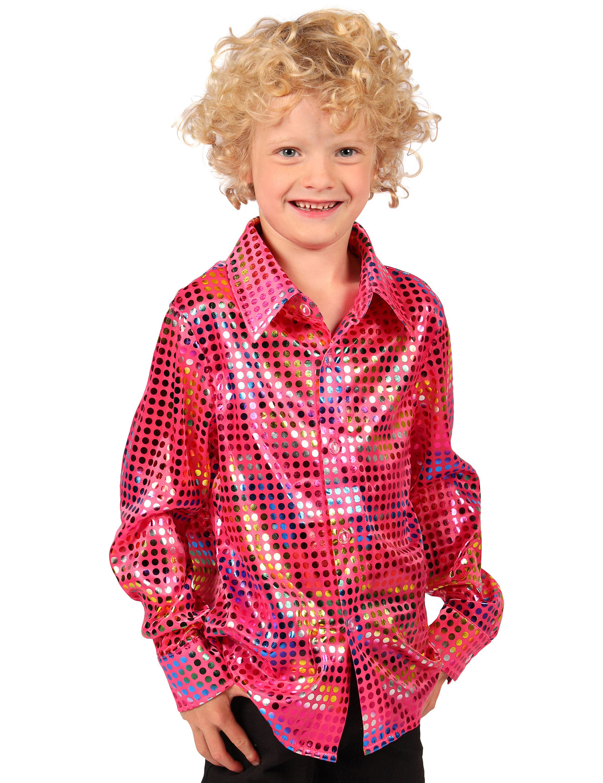Chemise disco à paillettes rose enfant