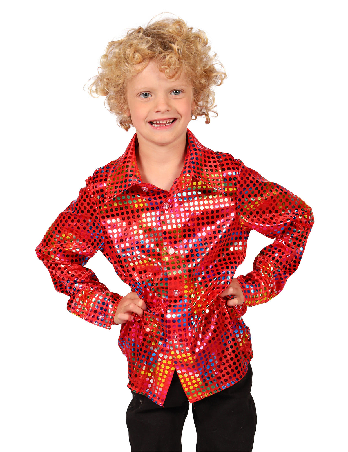 Rotes Disco-Glitzerhemd f  r Kinder
