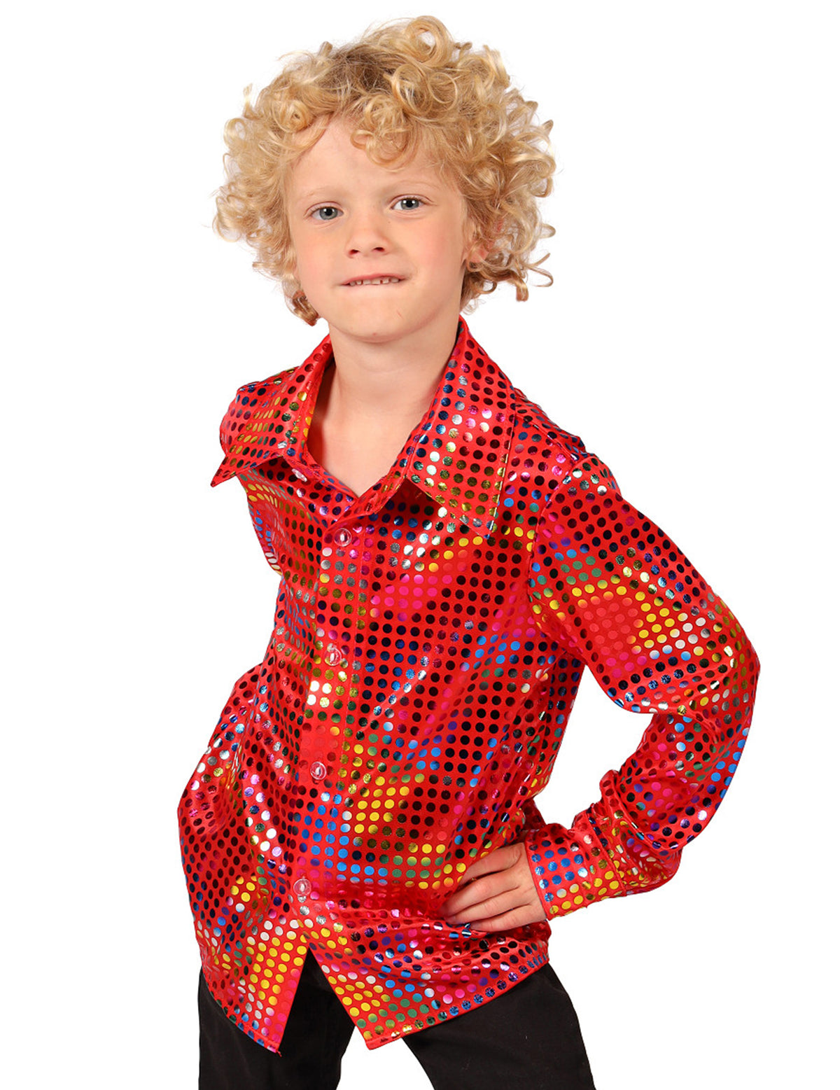 Rotes Disco-Glitzerhemd f  r Kinder