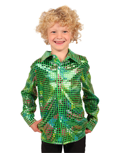 Gr  nes Disco-Paillettenhemd f  r Kinder