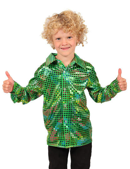 Gr  nes Disco-Paillettenhemd f  r Kinder