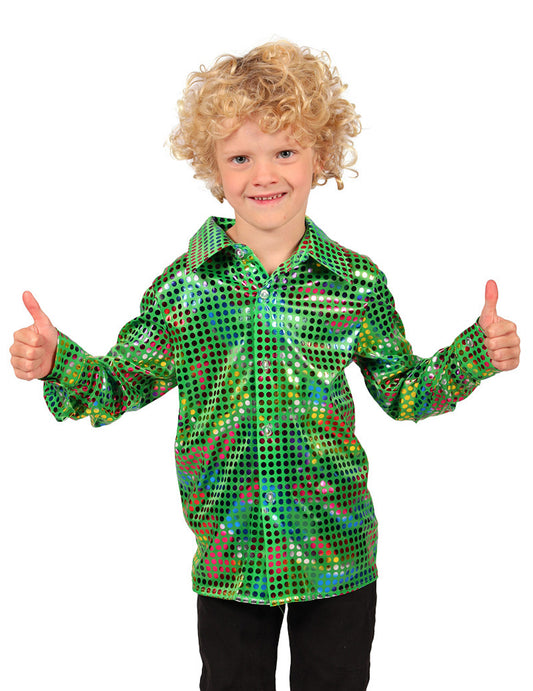 Gr  nes Disco-Paillettenhemd f  r Kinder