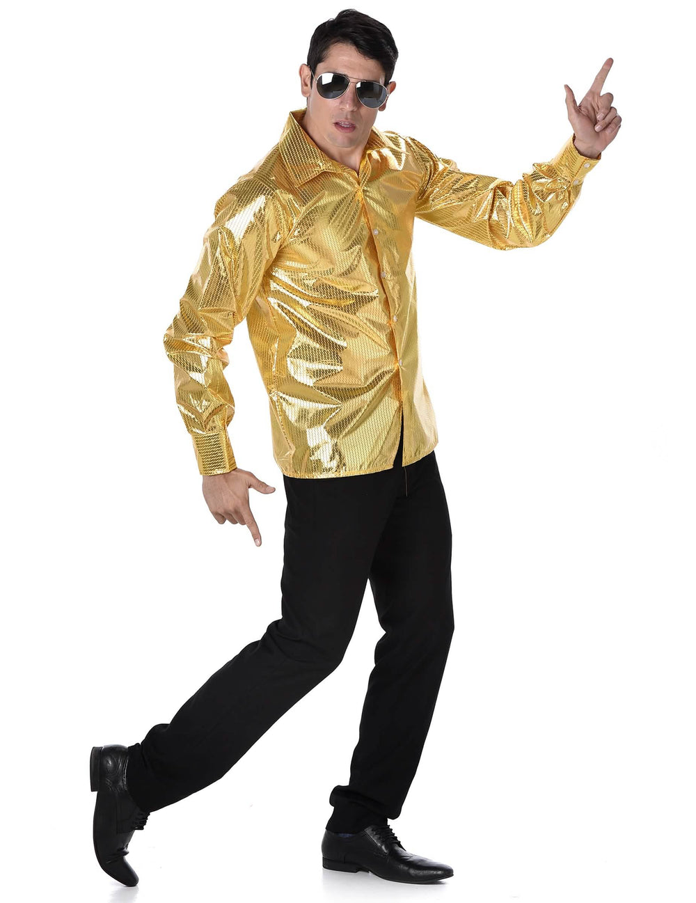 Disco (70er)-Hemd für Herren mit goldenen Pailletten