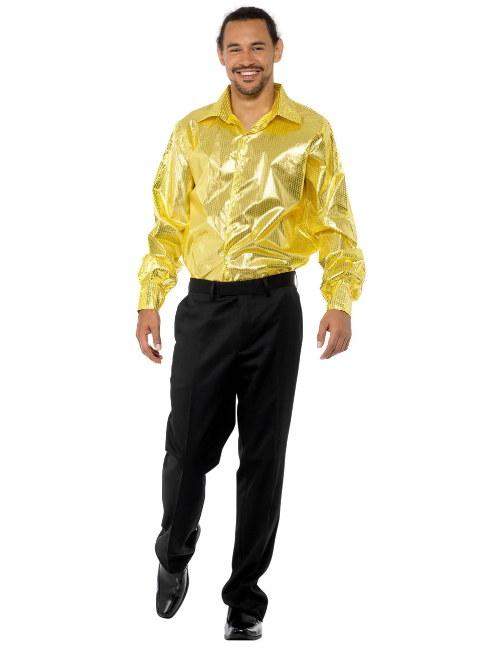 Überblick über das Disco (70er)-Herrenhemd mit goldenen Pailletten