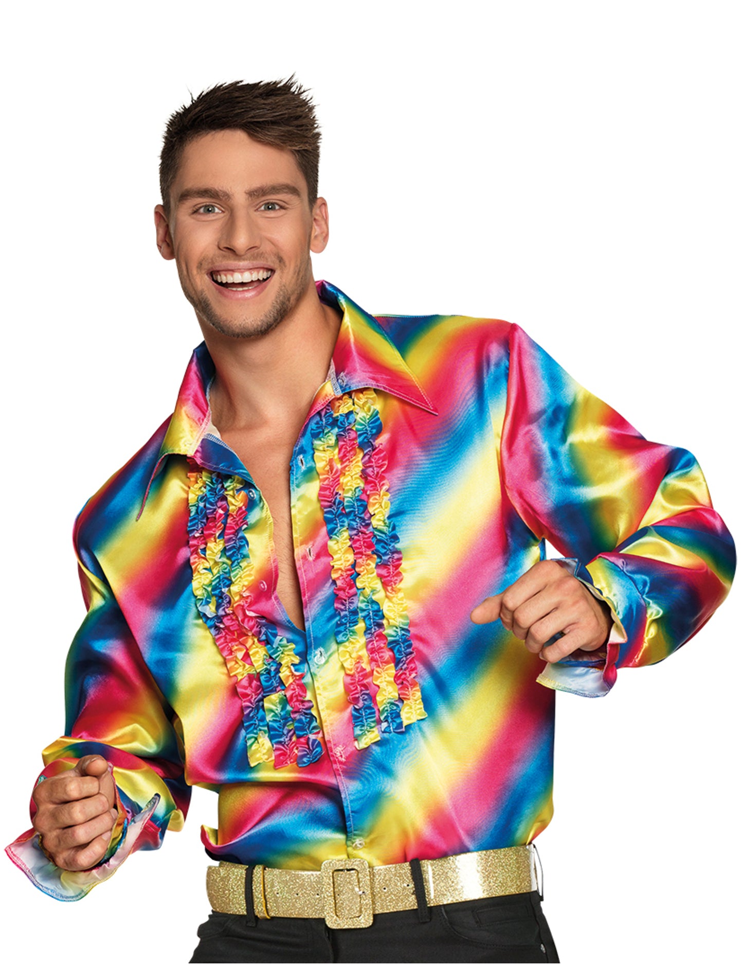 Discohemd Regenbogen für Herren bunt