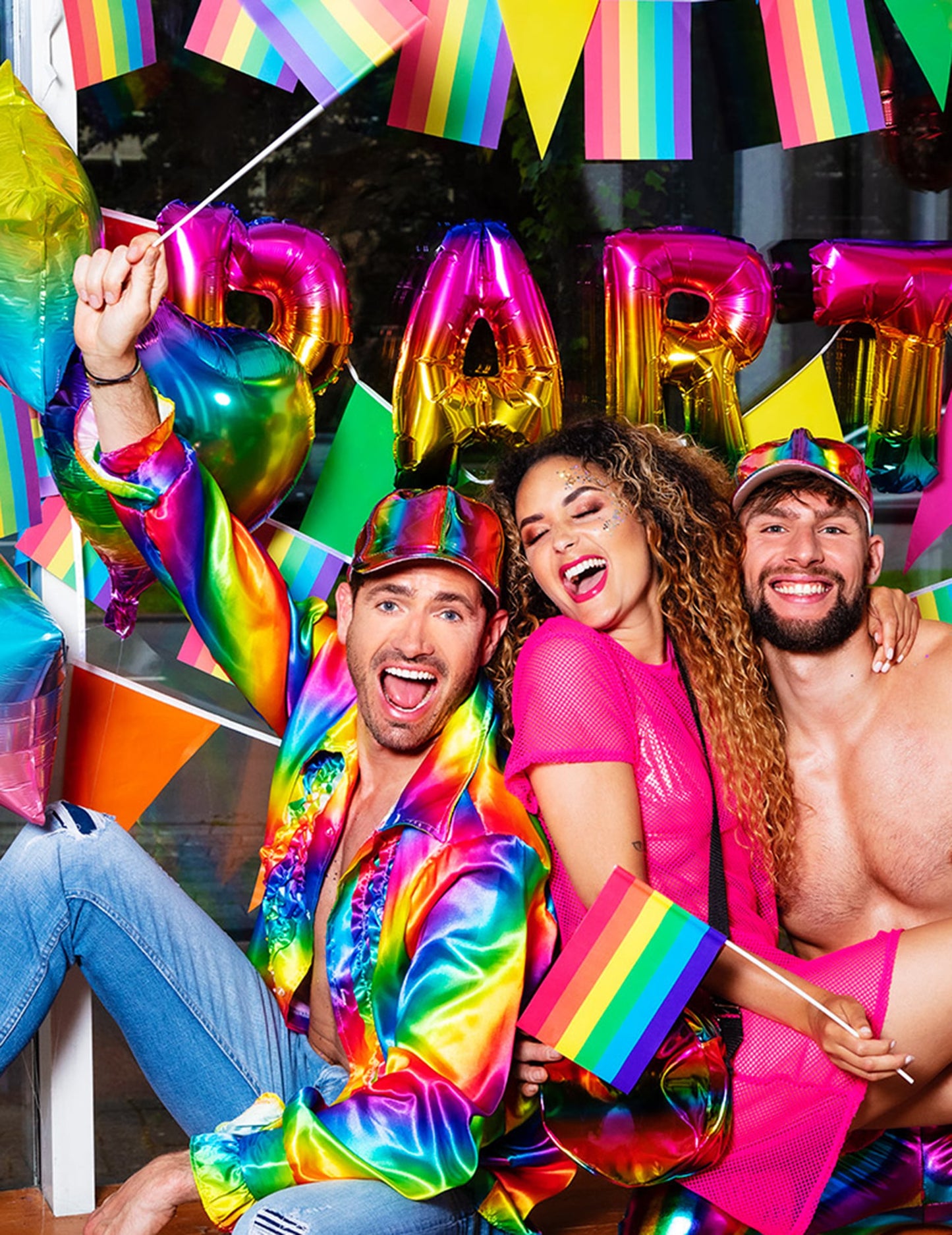 Discohemd Regenbogen für Herren bunt