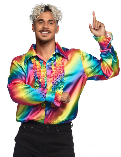 Discohemd Regenbogen für Herren bunt