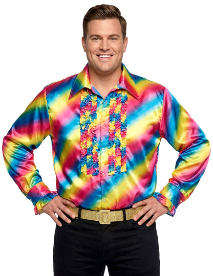 Discohemd Regenbogen für Herren bunt