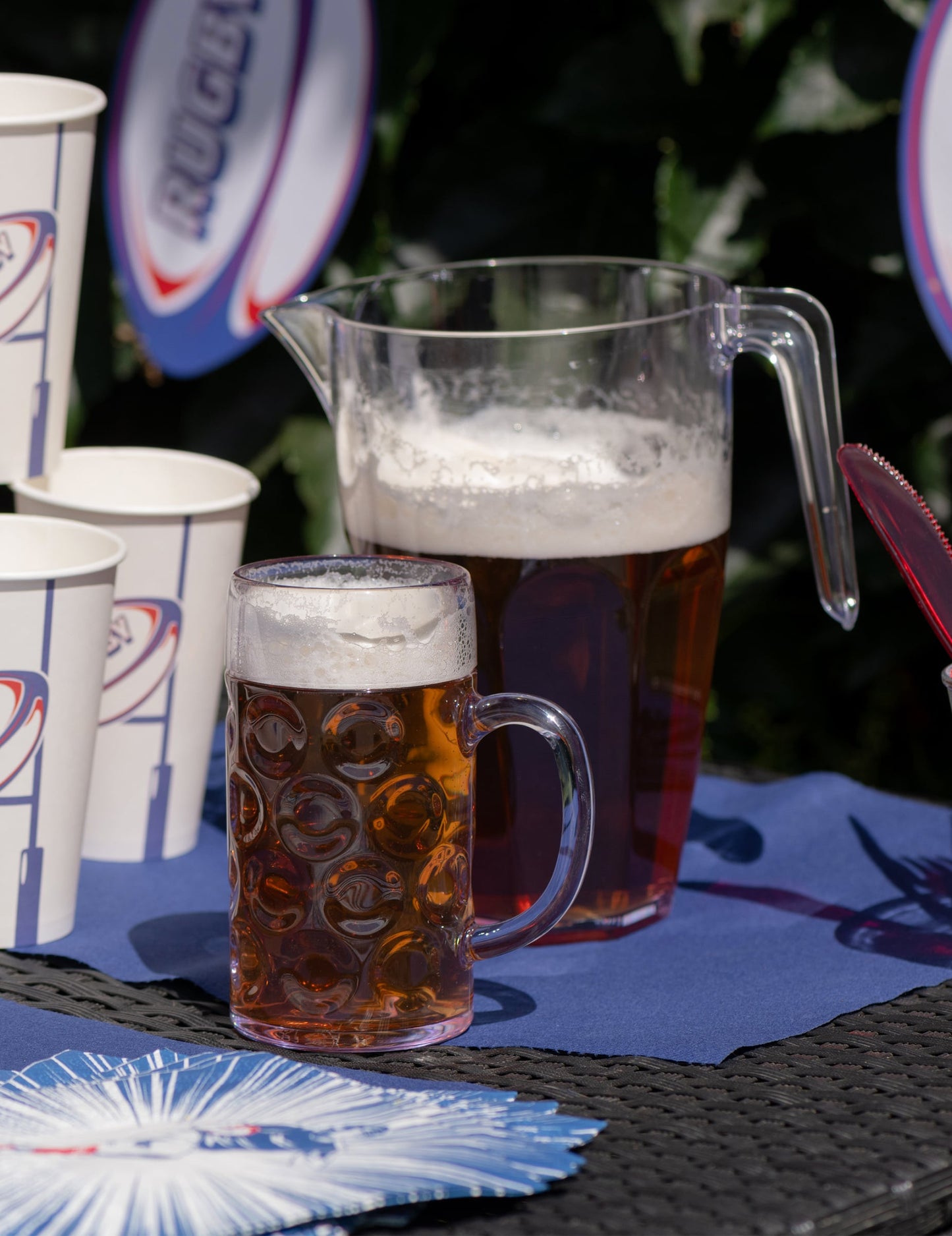 Großer Kunststoff-Bierkrug transparent 1000 ml