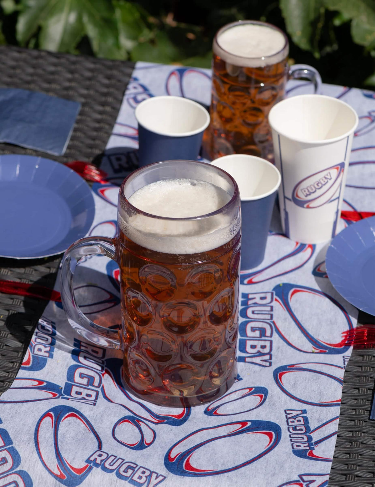 Großer Kunststoff-Bierkrug transparent 1000 ml