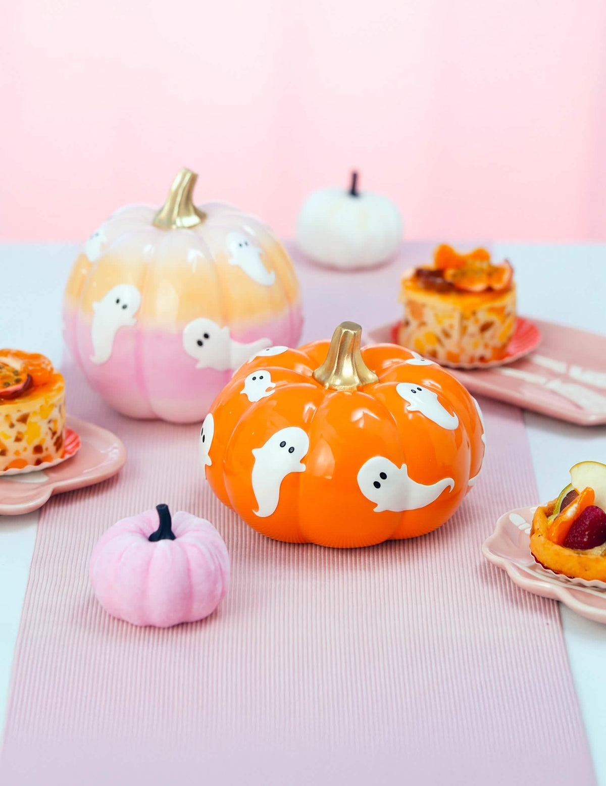Deko-KÃ¼rbis mit Gespenstern Summerween Orange 15,5 cm