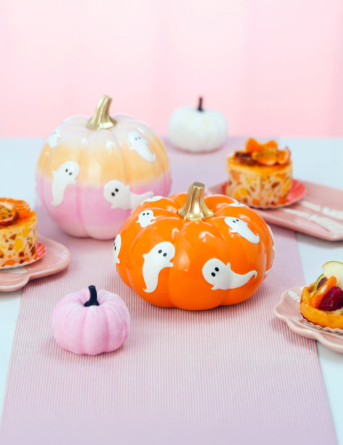 Deko-KÃ¼rbis mit Gespenstern Summerween Orange 15,5 cm