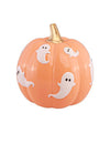 Summerween KÃ¼rbis Deko Pastellorange mit weiÃŸen Gespenstern 14,8 cm