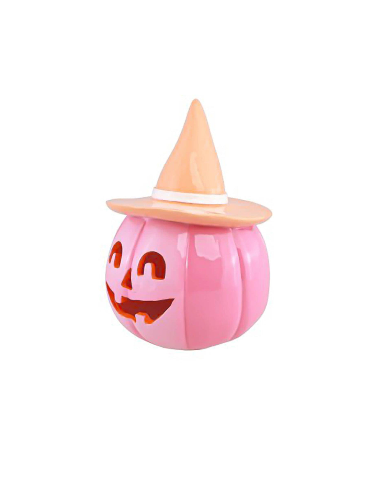 Halloween-KÃ¼rbis aus Harz - Rosa & Pastell-Orange - 17 cm