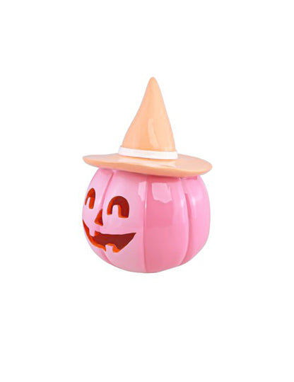 Halloween-KÃ¼rbis aus Harz - Rosa & Pastell-Orange - 17 cm