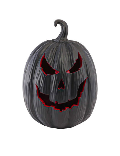 Halloween-KÃ¼rbis DÃ¤mon mit LED schwarz-rot 21 x 21 x 29 cm
