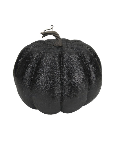 Schwarzer Glitzer-Kürbis 10 cm