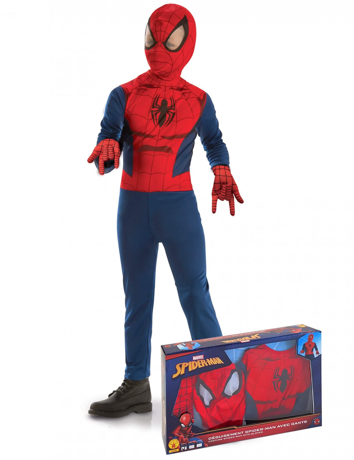 Klassisches Spiderman-Set für Jungen Rot und Blau mit Handschuhe