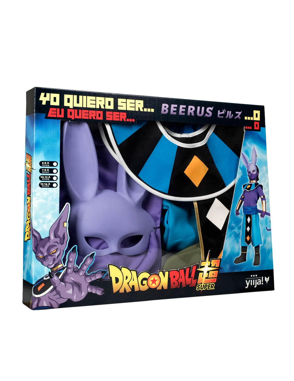 Kostümset mit Maske Beerus Dragon Ball