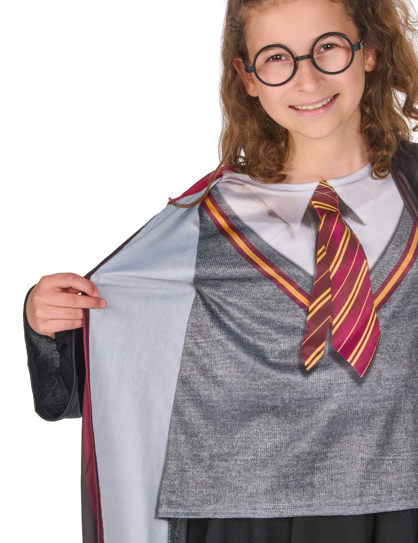 Détail de la doublure et du haut imprimé du coffret déguisement et accessoires Harry Potter