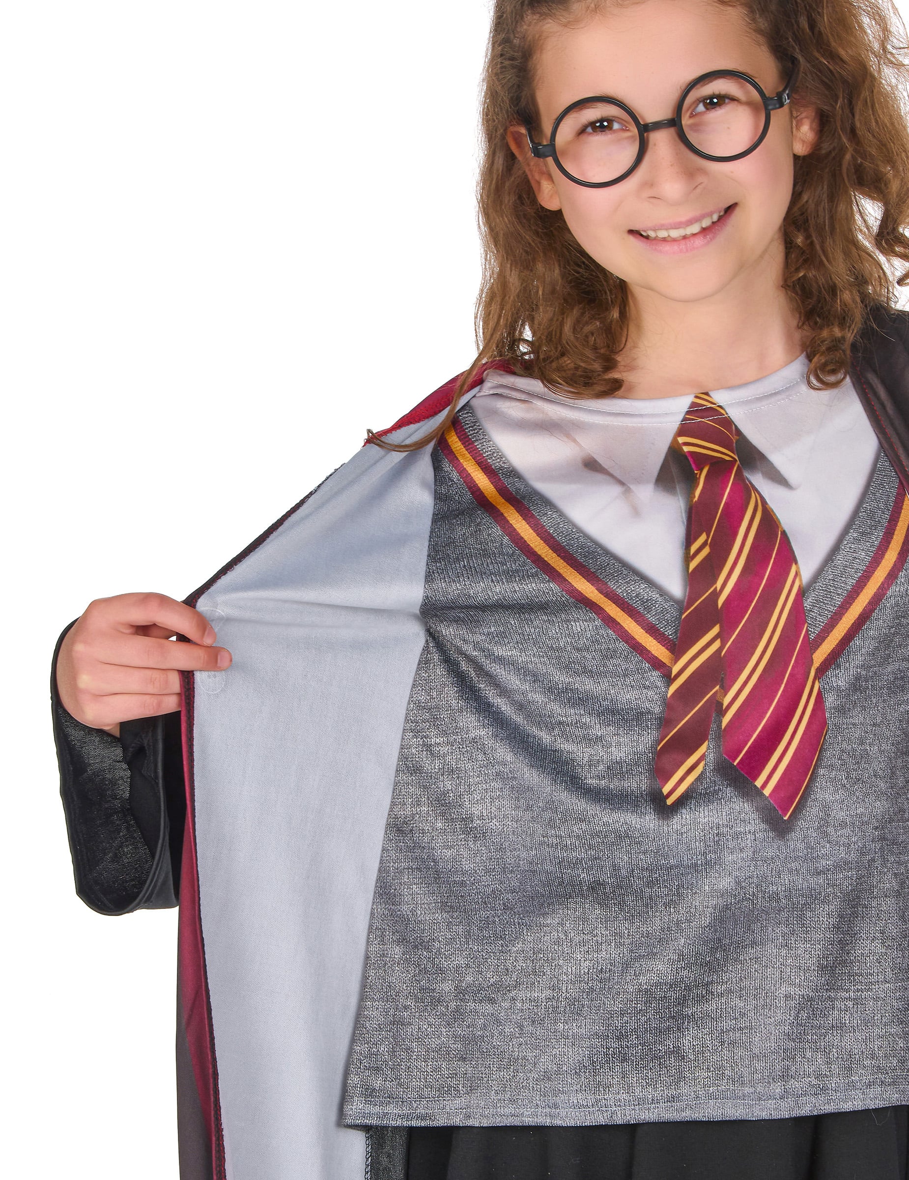 Détail de la doublure et du haut imprimé du coffret déguisement et accessoires Harry Potter