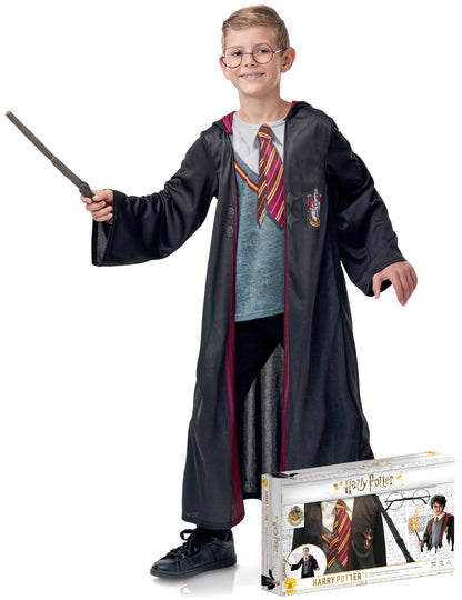 Coffret déguisement et accessoires Harry Potter pour enfant noir avec lunettes et baguette