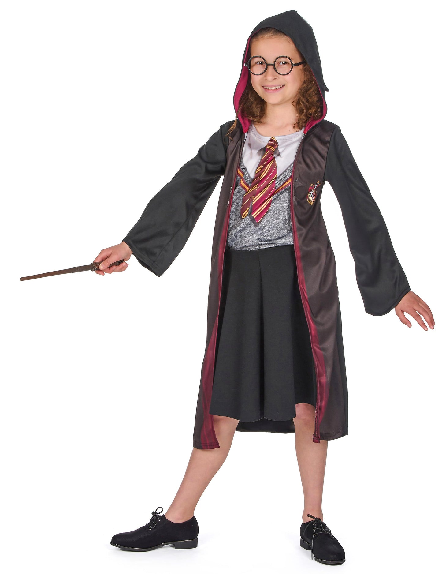 Vue avec capuche du coffret déguisement et accessoires Harry Potter