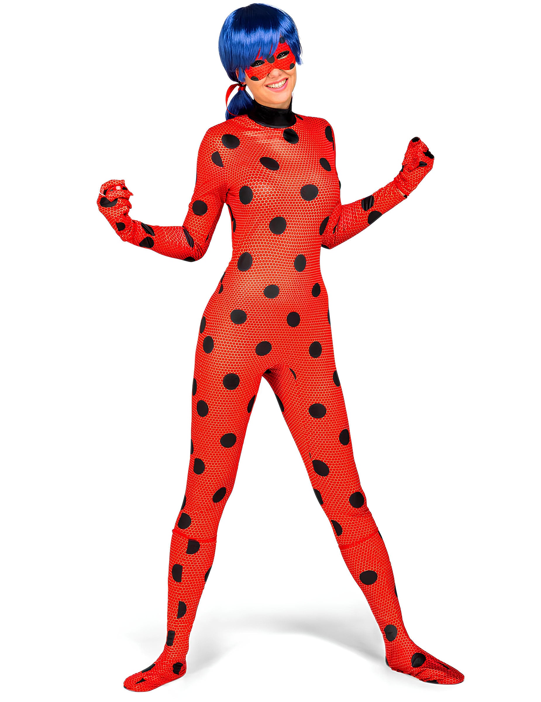 Vue d'ensemble avec le personnage Chat Noir du déguisement complet Ladybug Miraculous