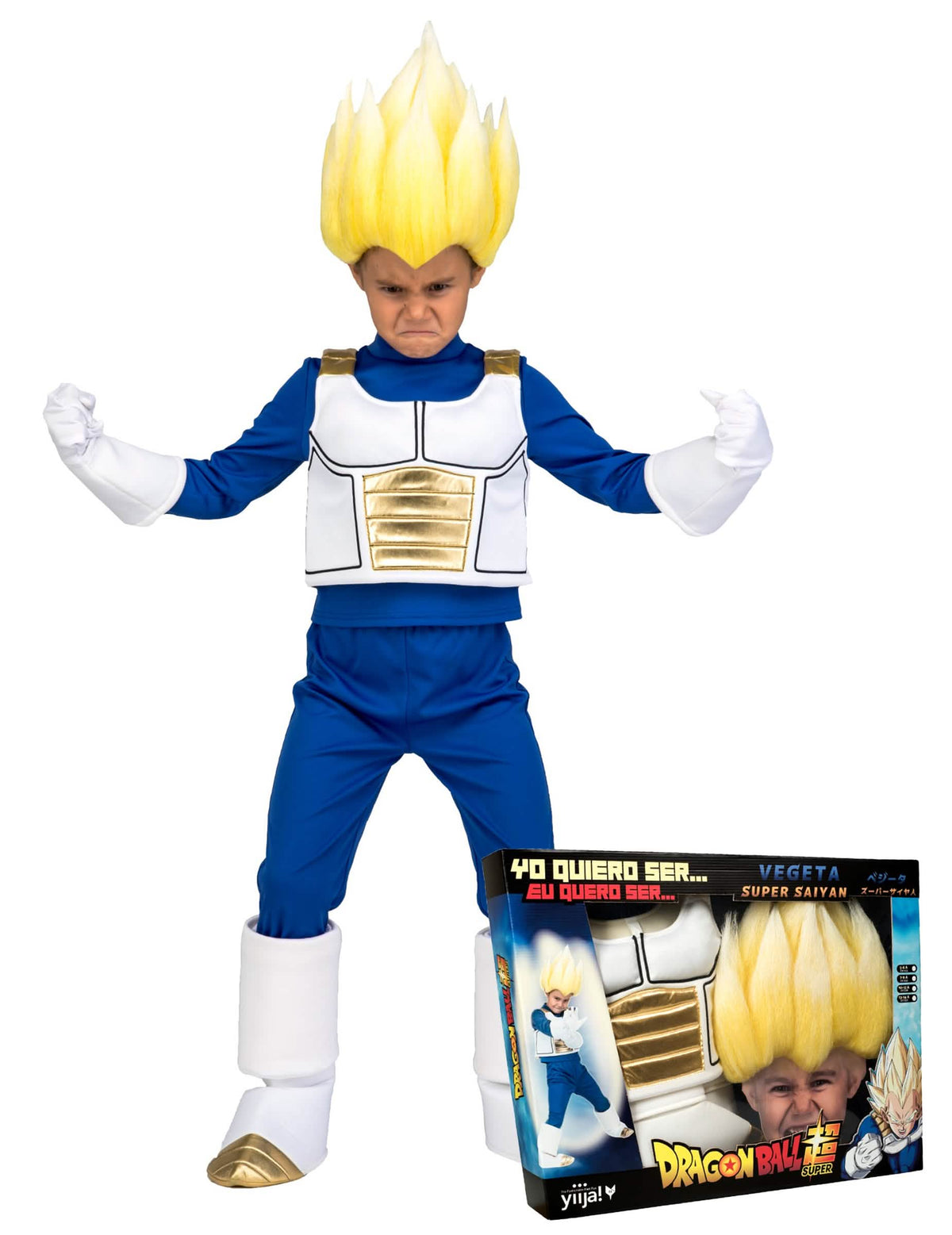 Dreiviertelansicht der Kostümbox Super Saiyan Vegeta Dragon Ball