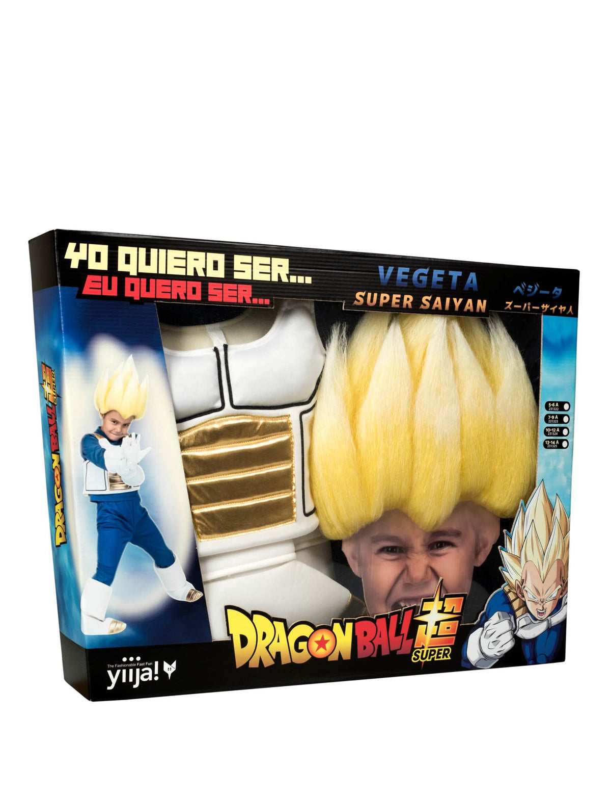 Dreiviertelansicht der Kostümbox Super Saiyan Vegeta Dragon Ball