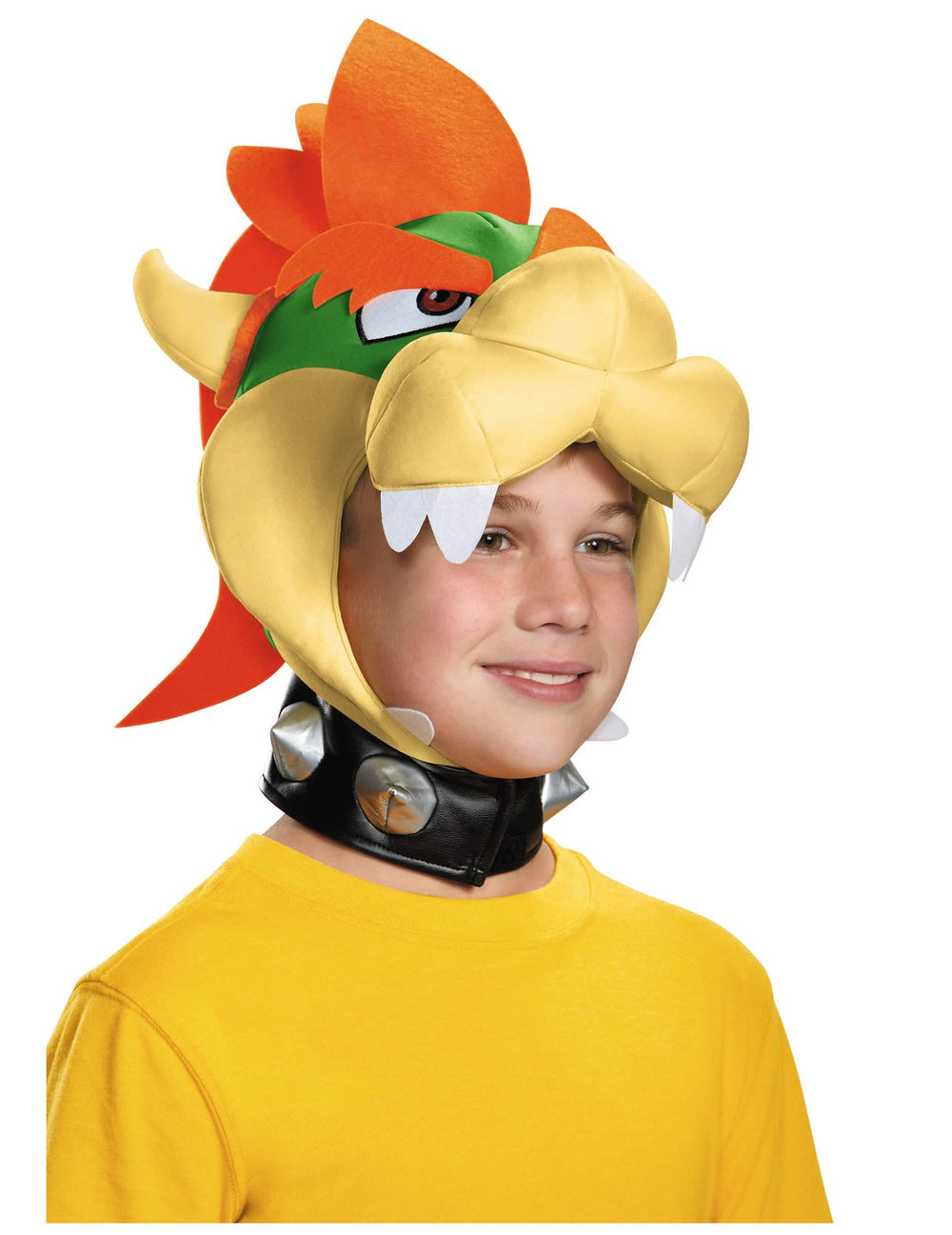 Bowser-Nintendo-Kopfbedeckung für Kinder Gelb und orange mit Stachelkragen