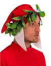 Coiffe de Dante pour adulte rouge avec couronne de laurier et revers blancs