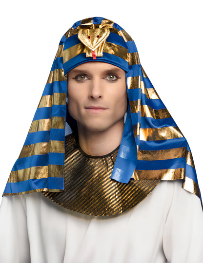 Coiffe de pharaon pour adulte bleu et doré