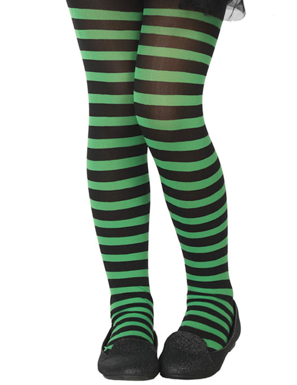 Collant rayé pour enfant vert et noir