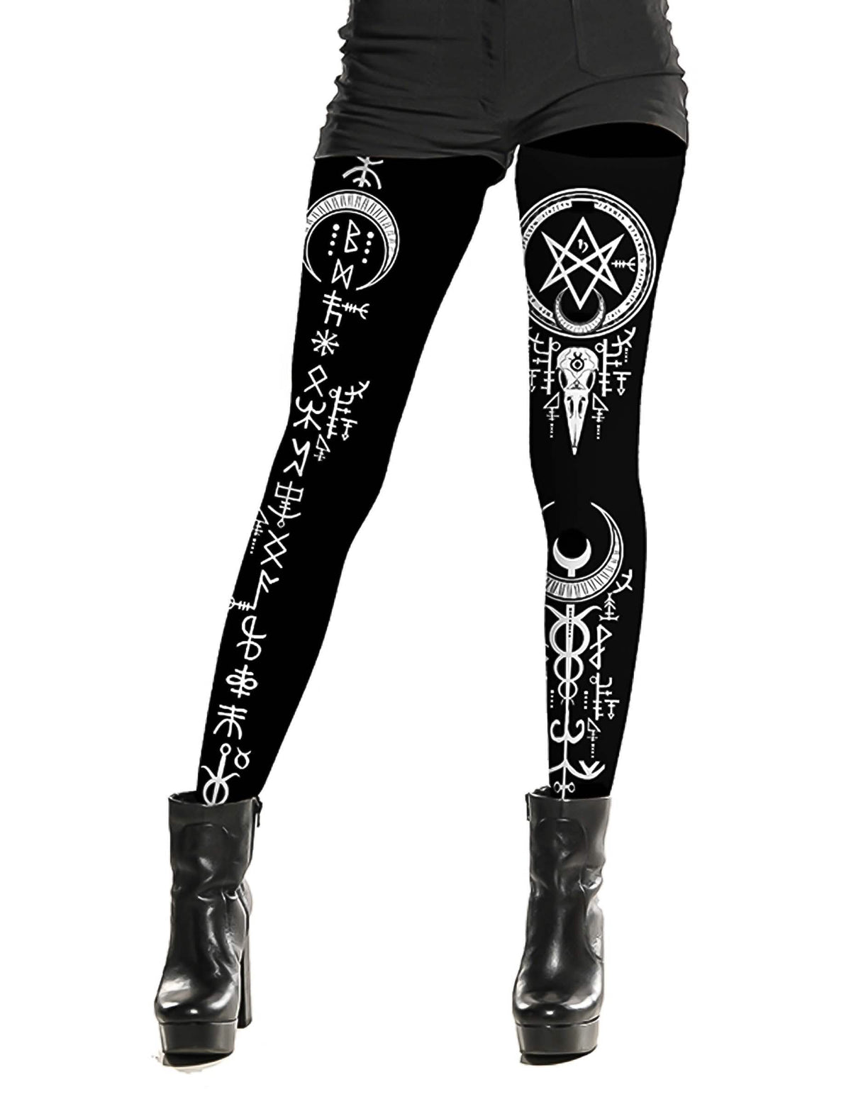 Voodoo-Motiv Strumpfhose fÃ¼r Damen schwarz-weiÃŸ