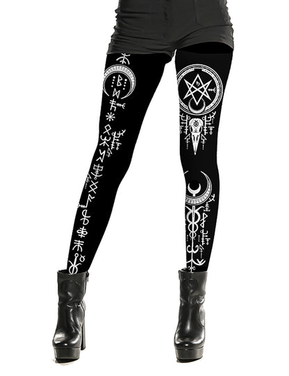 Voodoo-Motiv Strumpfhose fÃ¼r Damen schwarz-weiÃŸ