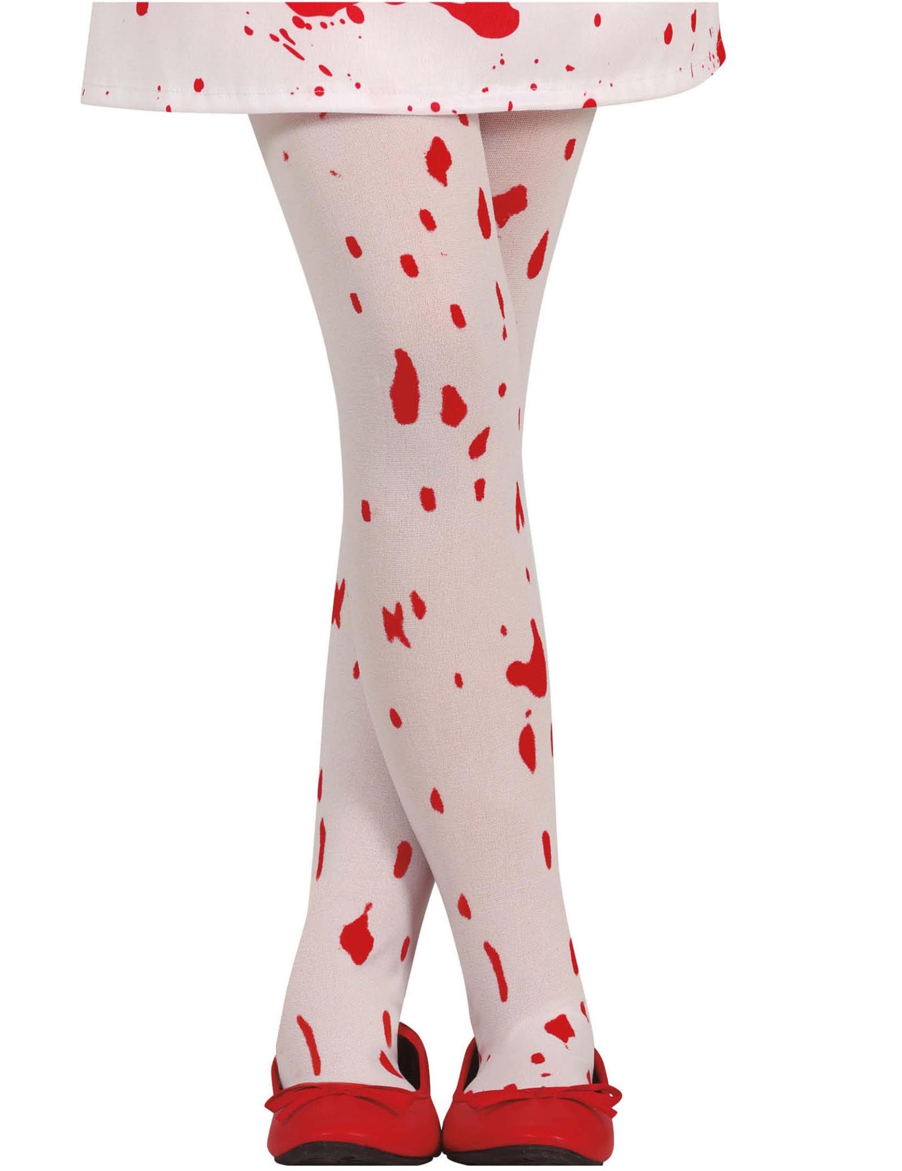 Collants ensanglantés Halloween pour enfant blancs avec taches de sang rouges