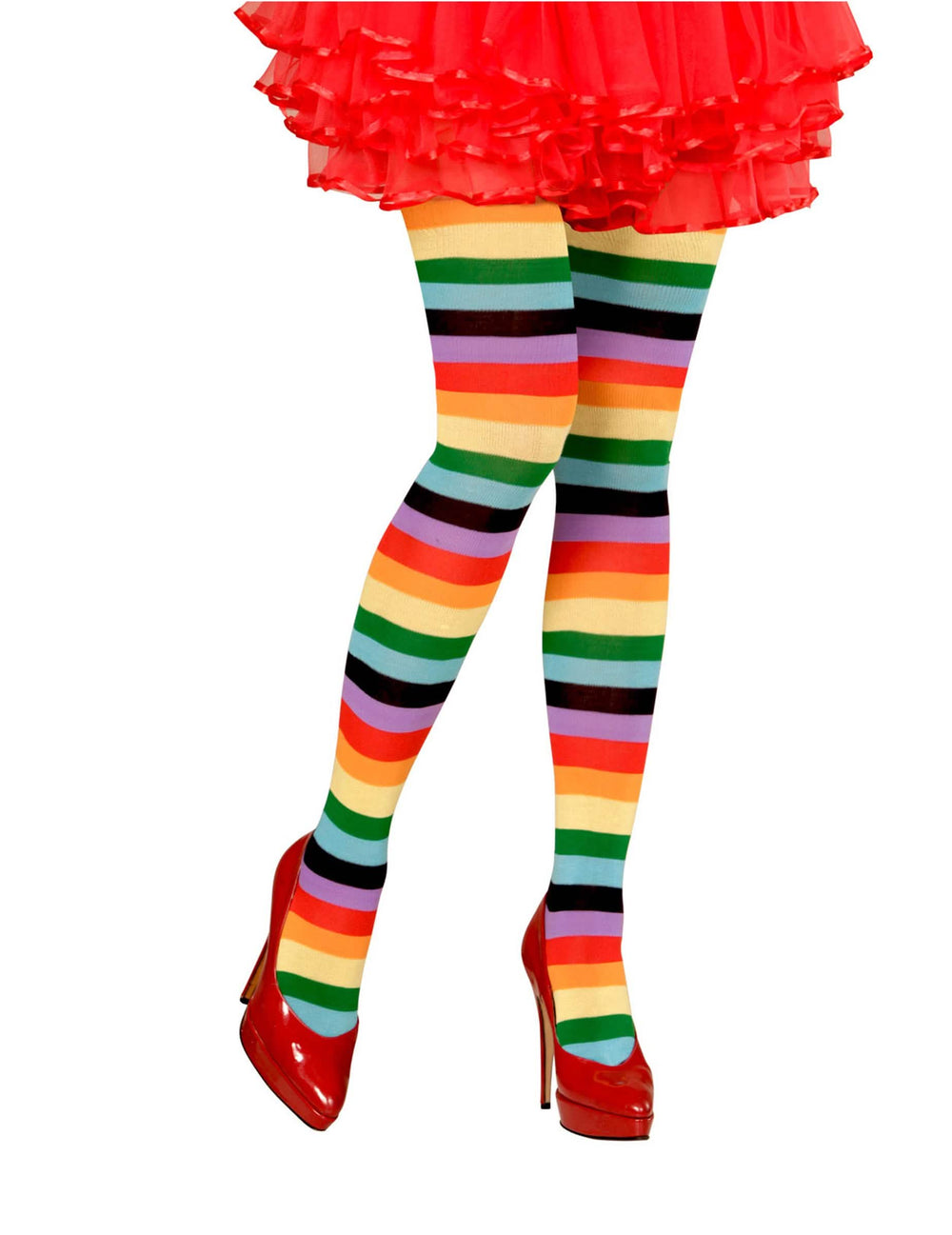 Mehrfarbige Erwachsenestrumpfhosen mit horizontalen Regenbogenstreifen