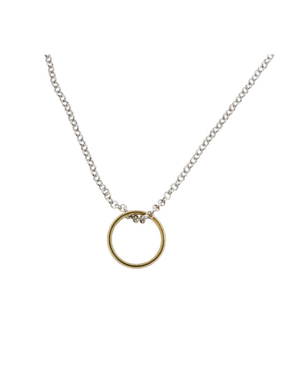 Collier anneau doré pour adulte avec chaîne argentée