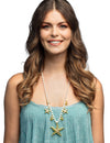 Collier de sirène avec étoiles de mer pour femme perles blanches et étoiles dorées