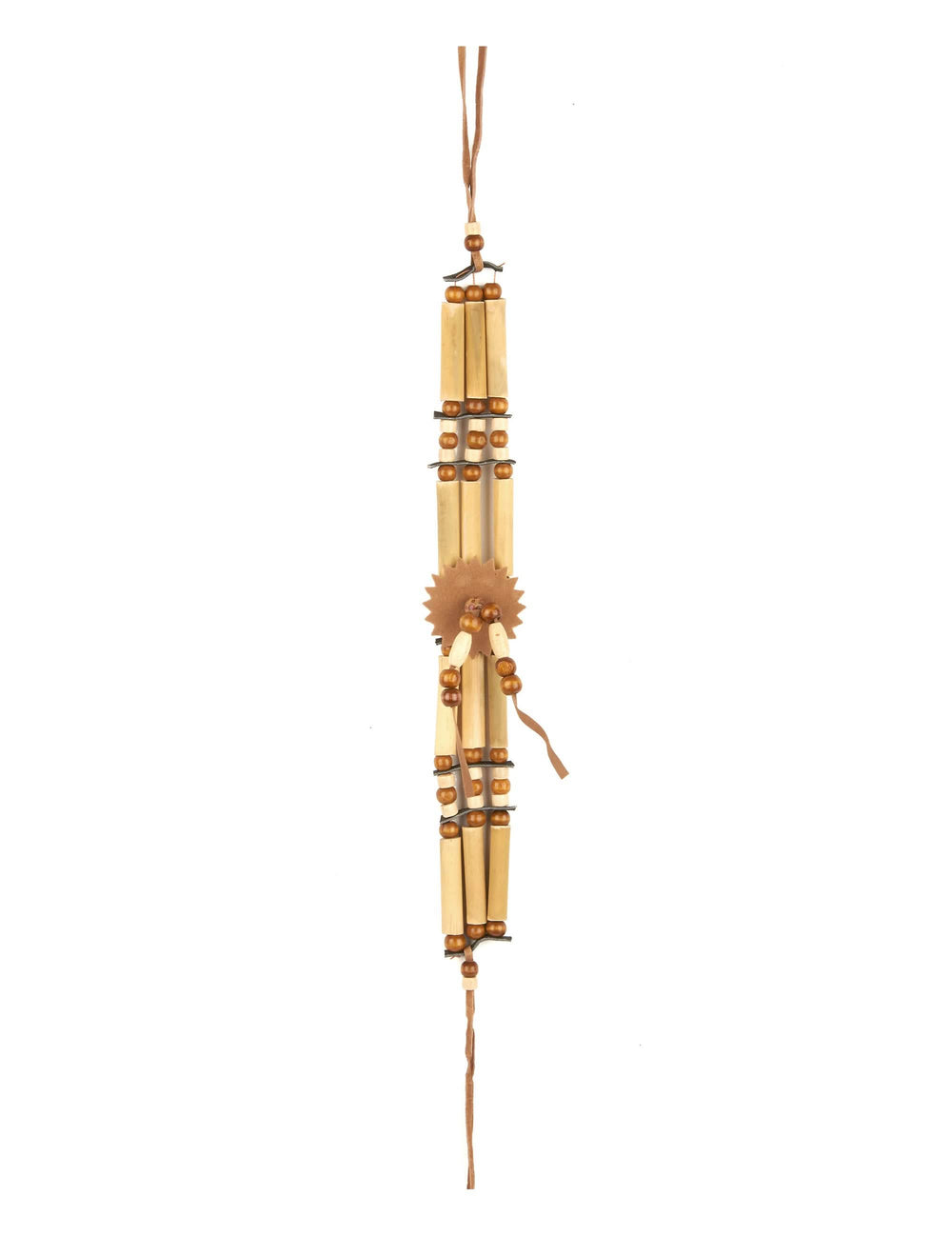 Ras de cou indien pour adulte beige et marron en bois